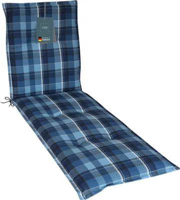 Produktbild von LILENO HOME Sonnenliege Auflage als [1er Set - Rollliege] in Karo Blau - Gartenliegen Auflage perfekt für Strandliege - Polster Auflage für Gartenliege (188x60x5cm)