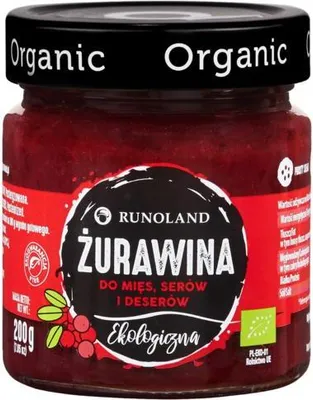 ŻURAWINA DO MIĘS, SERÓW I DESERÓW BIO 200 g - RUNOLAND