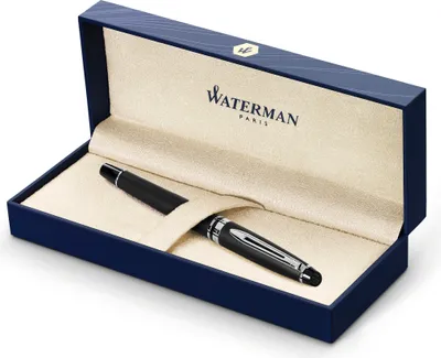 Produktbild von Waterman Expert Tintenroller | Mattschwarz | Chromzierteile| feine Spitze | Schwarz | Geschenkbox