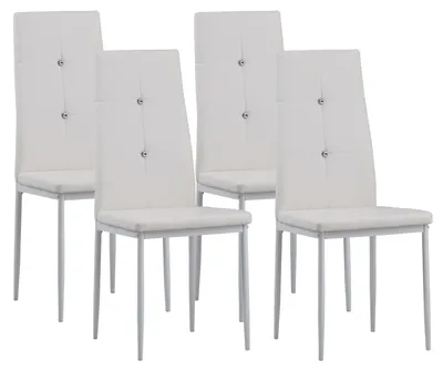 Produktbild von Albatros Esszimmerstühle DIAMOND 4er Set, Weiss - Edler Diamant-Look, Polsterstuhl mit Kunstleder-Bezug, Modernes Stilvolles Design am Esstisch Küchenstuhl Stuhl Esszimmer hohe Belastbarkeit