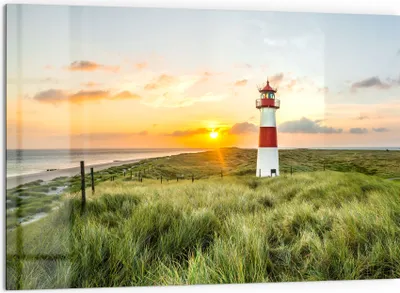 Produktbild von DEQORI Küchenrückwand Glas 60x40 cm 'Leuchtturmliebe' Spritzschutz Bad Rückwand