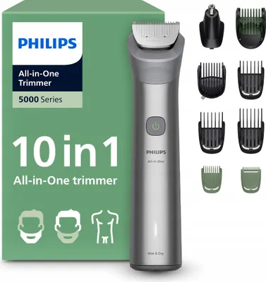Zdjęcie produktu dla Philips All-in-One seria 5000 MG5931/15 Wielofunkcyjny trymer 10w1, Jasny Szary, 0,5 mm, 1,6 cm, 0,5 mm, Twarz, Głowa, Nos, Metal