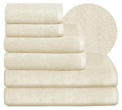 Produktbild von BEAUTEX Handtuch-Set Premium Frottier Sets, 100% Baumwolle 550g/m²,Creme,Set: 2 Gäste-, 2 Hand-, 2 Badetücher