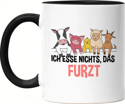 Produktbild von Ich Esse Nichts Das Furzt Tasse Schwarz Vegan Vegetarier Plant-Based Geschenkidee Tierwohl Tierleid