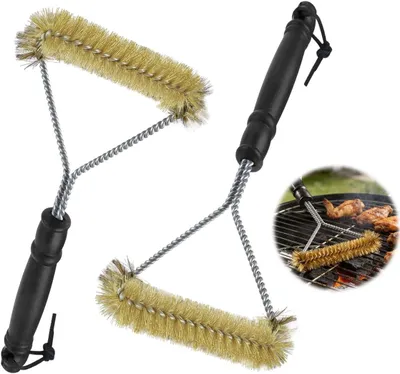 Produktbild von Grillbürste 2er Set, Messing und Edelstahl, für BBQ