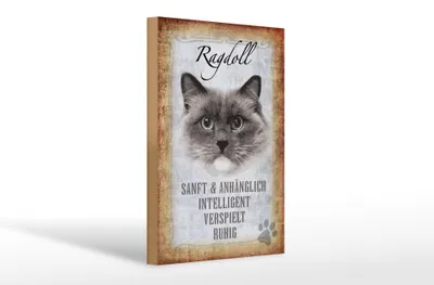 Produktbild von Holzschild Spruch 20x30cm Ragdoll Katze sanft Schild