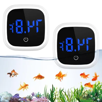 Productafbeelding van Aquarium Thermometer - Mini Temperatuurmeter - Water Temperatuur - Draadloos LED Display - 2 Stuks - Wit