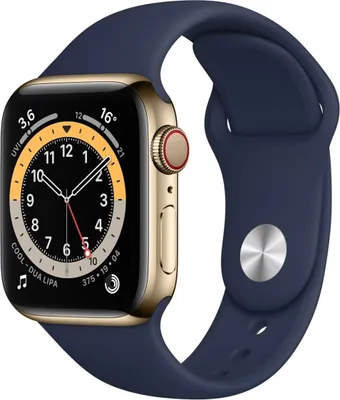 Produktbild von Apple Apple Watch Series 6 (44mm) GPS+4G mit Sportarmband, gold/dunkelmarine