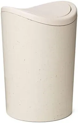 Produktbild von PromoHome® Kompakter Badezimmer-Papierkorb mit Schwingdeckel - 6L Fassungsvermögen - Beige