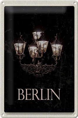 Produktbild von Blechschild Reise 20x30cm Berlin Deutschland schwarz weiß