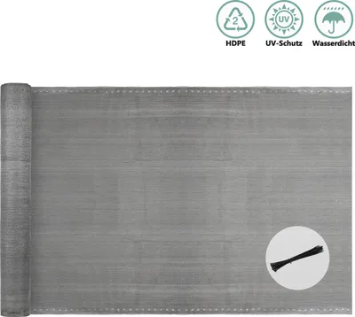 Image de 1.5*10m Filet d'ombrage pour clôture Filet d'ombrage pour tennis HDPE 150g/m² Clôture Protection visuelle Protection contre le vent Protection solaire Attaches-câbles Balcon gris