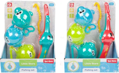 Produktbild von Toi-toys Little Stars Badespielzeug Angelrute mit 3 Fischen, 4 Stück.