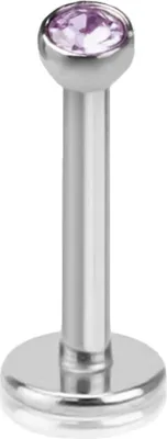 Produktbild von viva-adorno 1,2x8x2mm Lippen Piercing Stecker Tragus Labretstecker Zirkonia Edelstahl Innengewinde in verschiedenen Farben Z188, flieder