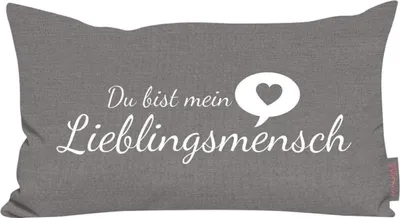 Produktbild von Kissen Lieblingsmensch grau – stilvolles Geschenk für Nähe