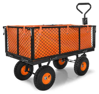 Produktbild von Schiebe-Anhøngerwagen før Gartengerøte aus Eisen mit Tragføhigkeit 550kg mit zusøtzlichem Gitter