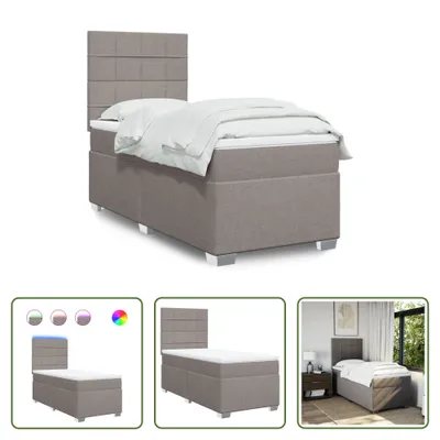 Produktbild von The Living Store Boxspringbett mit Matratze Taupe 100x200 cm Stoff