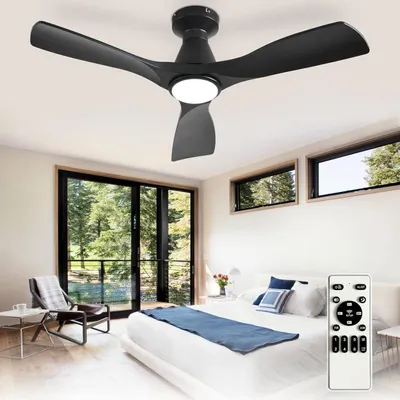 Produktbild von Deckenventilator, 42 Zoll, Schwarz – Mit Licht – 6 Geschwindigkeitsstufen – DC-Motor – Für Schlafzimmer und Wohnzimmer