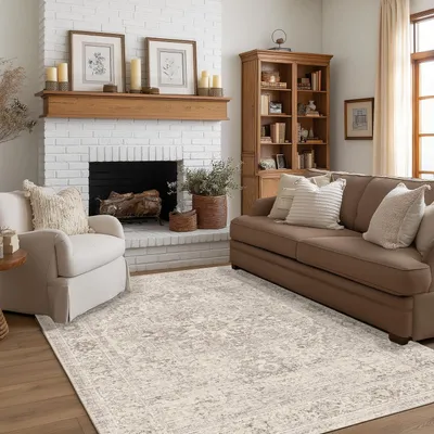 Productafbeelding van Vintage vloerkleed, beige, wasbaar, rechthoekig, 160x230 cm