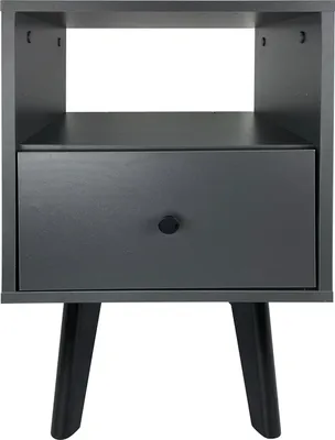 Produktbild von Nachttisch, graphit mit schwarzen Holzbeinen, mit Schublade 63x40x40, Lofoten, moderner skandinavischer Stil REVE, grau, anthrazit
