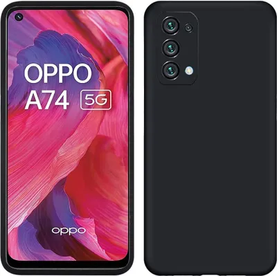 Produktbild von OPPO A74 5G Hülle, Flüssig Silikon Weich Gummi Schutzhülle für OPPO A74 5G Black