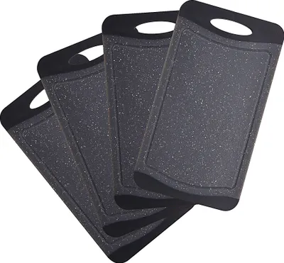 Produktbild von Neoflam - Flutto Antibakterielles Frühstücksbrettchen Set 4tlg. - Granit/Schwarz