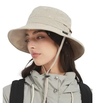 Immagine prodotto di Cappello impermeabile per donna e uomo, con protezione UV, a secchiello, pieghevole, color beige, taglia unica