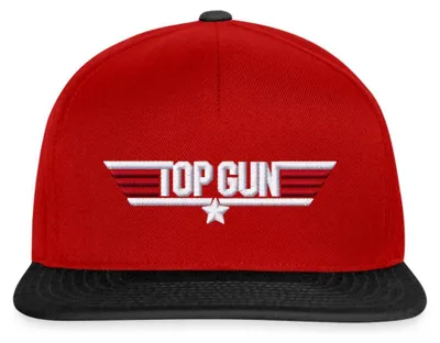 Produktbild von Spreadshirt Top Gun Logo Stick Snapback Cap, One size, Rot/Schwarz