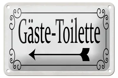Produktbild von Blechschild Hinweis 18x12cm Gäste-Toilette links Pfeil Dekoration