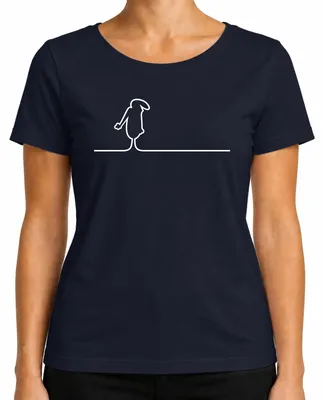 Produktbild von La Linea Balum Osvaldo Cavandoli Strichmännchen Kult Cartoon Retro Damen T-Shirt, Navy, S
