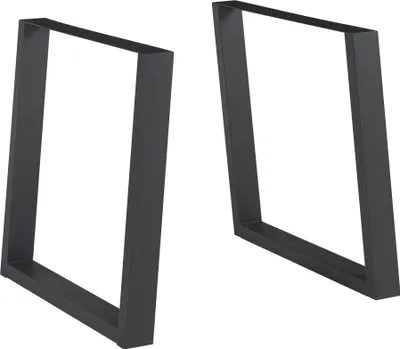Two black metal table legs are shown against a white background.