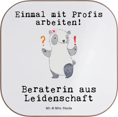 Produktbild von Mr. & Mrs. Panda Tischuntersetzer Beraterin Leidenschaft - Weiß - Geschenk, Lustig, Coaster, Untersetzer für Gläser, gläseruntersetzer, Glas, Tasse, Beruf, IT Beratung