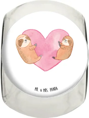 Produktbild von Mr. & Mrs. Panda Kaffeedose Faultiere Herz XL 2000ml - Weiß - Geschenk, Jahrestag, für Partner, Süßigkeitenglas, Frauen, Hochzeitstag, Bonboniere, Teedose, Hocheitstag