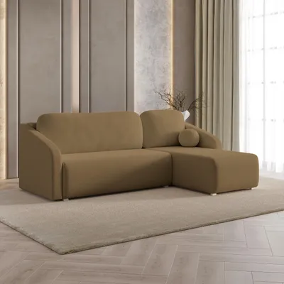 Produktbild von Masseno Ecksofa MARELLO mit Schlaffunktion L-Form, Sofa mit Bettkasten, Wohnzimmersofa, Couch, Soffa, Bettsofa, Couchgarnitur- Orange, QUELLE 17