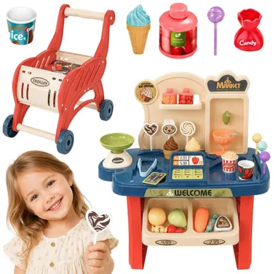 Produktbild von Woopie Shop Supermarkt-Einkaufswagen Eiscreme-Süßigkeiten + 40 Accs.