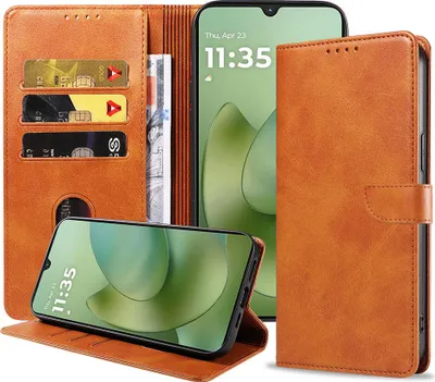 Produktbild von Passend für Motorola Moto G06 Handytasche Kunstleder mit Magnetlippe und Kartenhalter Buchhülle mit Klappe - Wallet Case mit Kartenfach - Braun - Smartphonics