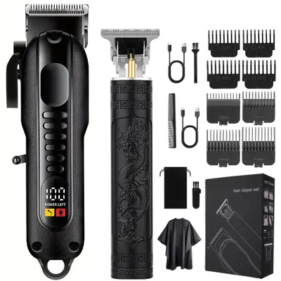 Produktbild von Haarschneider Profi, 8 Grenzkämmen Schermaschine, T-Blade Bart Trimmer, Für Herren Haartrimmer Bartschneider, Digital-Display Batteriestatusanzeige