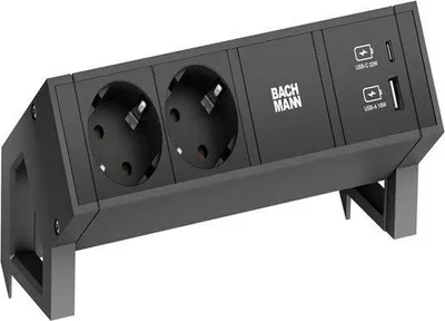Obrázok produktu pre Bachmann Desk 2 s 2x zásuvkou + USB nabíjačka A/C, 0,2 m GST18-3 - čierna (902962) - Kombinácia zásuviek