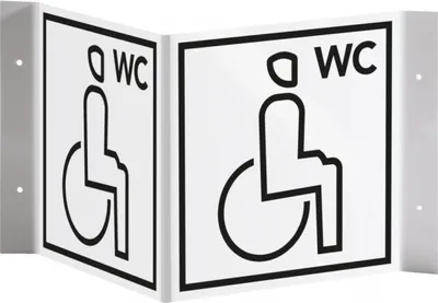 Produktbild von Dreifke® Schild I Tür-Nasenschild Piktogramm Behinderten-WC, Kunststoff, 150x...