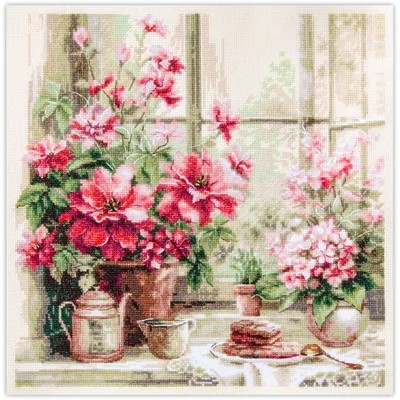 Produktbild von Kreuzstich-Set "Mattina in toni rosati" (Morgen in Rosatönen), 28x28 cm