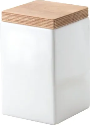 Produktbild von 4 Stück Continenta Tee Vorratsdose aus Keramik, quadratisch, mit Holzdeckel, luftdichter Vorratsbehälter, 1,0 Liter, 10 x 10 x 16,5 cm, Set by Danto®