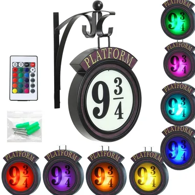 Produktbild von 9 3/4 Nachtlicht,Magische Wandlampe mit Fernbedienung ,16 Farbwechsel & Dimmbar,Doppelseitiges Design,Batteriebetrieben – Inkl. Montageset & Dübel,Perfektes Fan-Geschenk