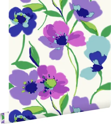 Obrázek produktu pro ESTAhome tapeta máky fialová a tyrkysová 53 cm x 10,05 m