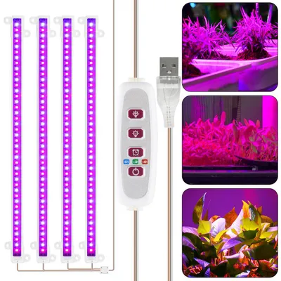 Produktbild von LED Pflanzenlicht Vollspektrum Rot Blau Licht Zimmerpflanzen Pflanzenlampe mit Timer 5 Helligkeiten Wachstumslampe Leisten, 30cm, 4 Streifen