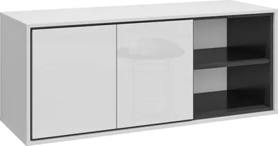 Zdjęcie produktu dla Szafka pod umywalkę nablatową GAJA 2D 120cm biały połysk/czarna z regałem