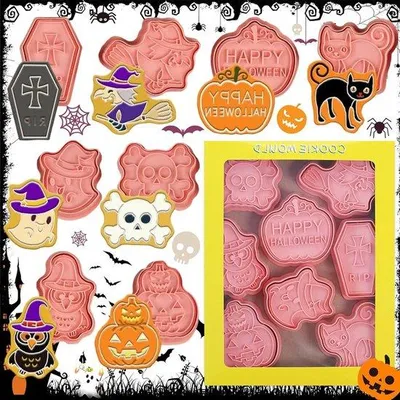 Produktbild von Halloween-Koekjessnijders-Set mit 3D-Utsteckformen für Kinder