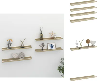 Produktbild von vidaXL Wandregale 4 Stk. Weiß und Sonoma-Eiche 60x9x3 cm - Wandregale