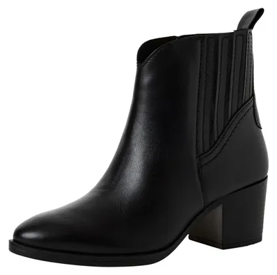 Produktbild von MARCO TOZZI Damen Stiefeletten aus Leder mit Blockabsatz, Schwarz (Black), 36 EU