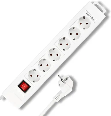 Produktbild von REV 0014612113 Supraline – Mehrfachsteckdose – 6-fach – 1 Schalter – 2,4 m – Weiß
