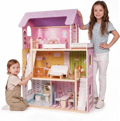 Imagen del producto de Casa de muñecas para muñecas de 30 cm, con muebles y accesorios