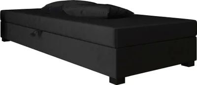 Produktbild von Pilloline Boxspringbett IVO 80x195 Komplett-Set mit Bonell Matratze, Polsterbett mit Bettkästen - Schwarz, MONOLITH 97